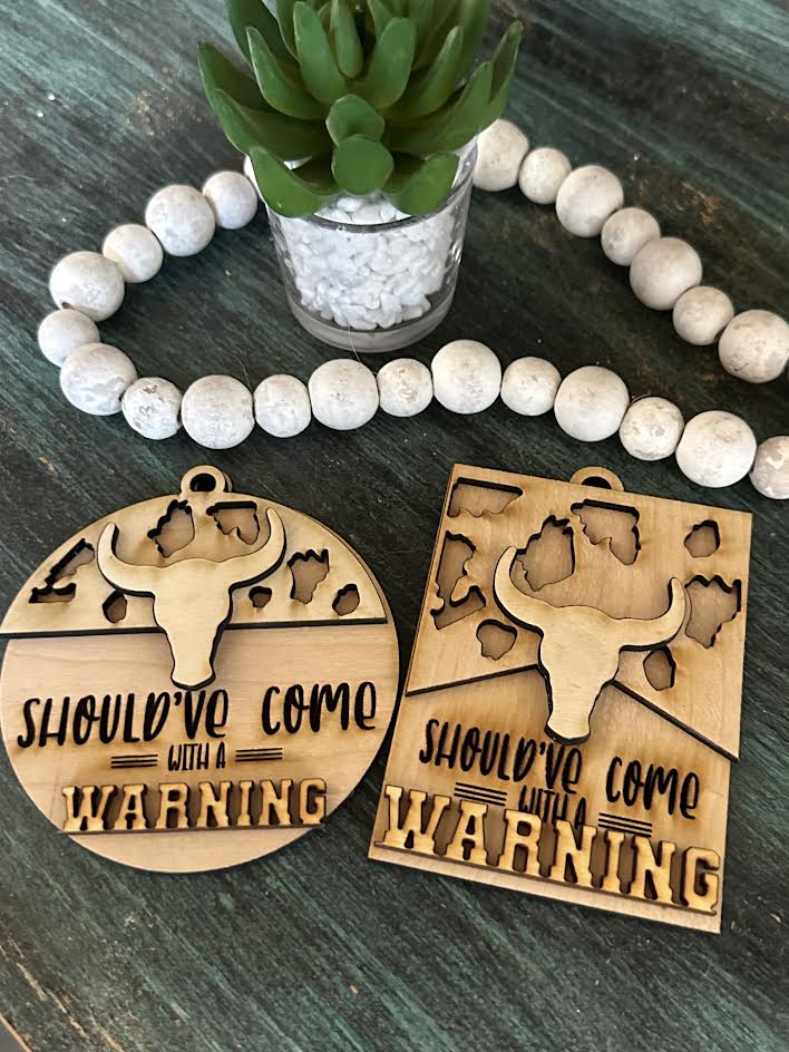 Unfinished DIY Car charms/Bogg bag Charm / western car charms / Warning Western Charm / Cowboy car charm / Western Bogg bag car charm