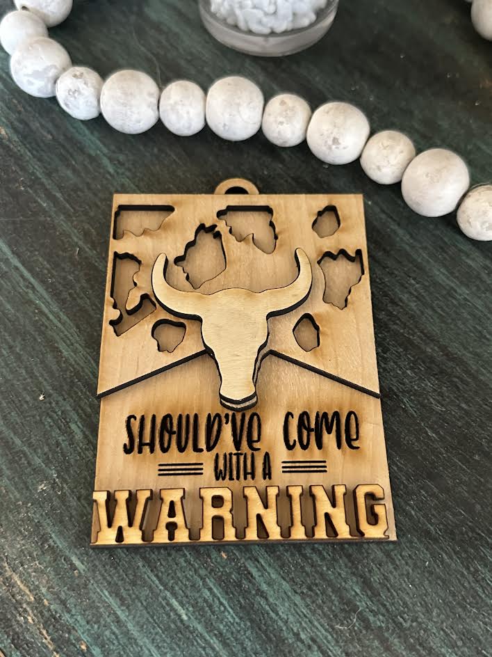 Unfinished DIY Car charms/Bogg bag Charm / western car charms / Warning Western Charm / Cowboy car charm / Western Bogg bag car charm