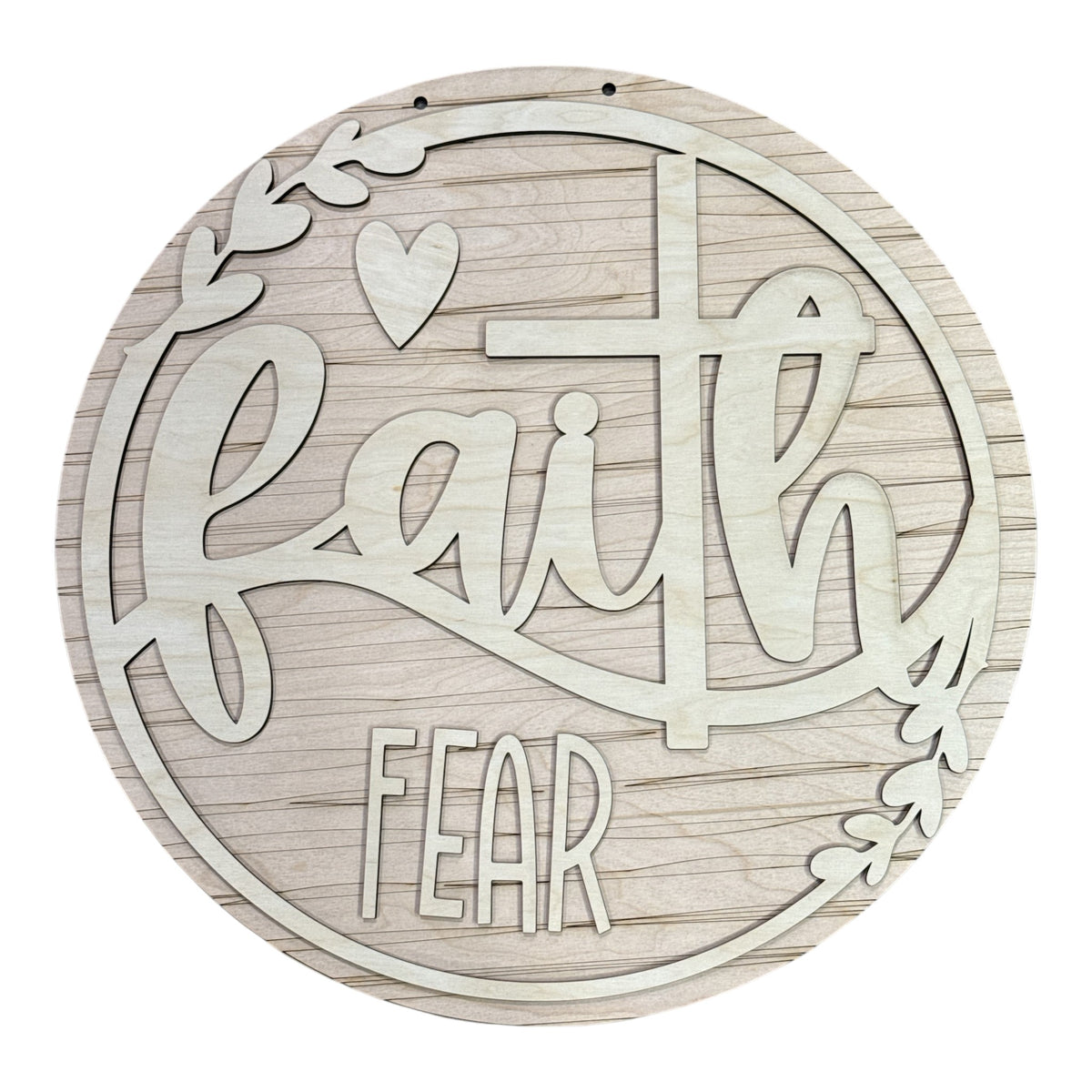 Faith and Fear with Heart Door Hanger Unfinished DIY