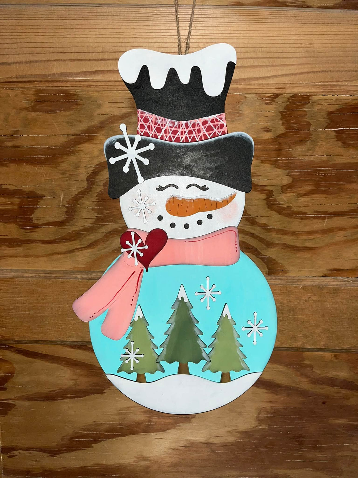 Snowman With Trees Door Hanger Unfinished