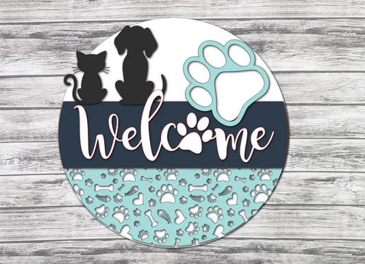 PETS WELCOME Door Hanger | UNFINISHED DOOR HANGER