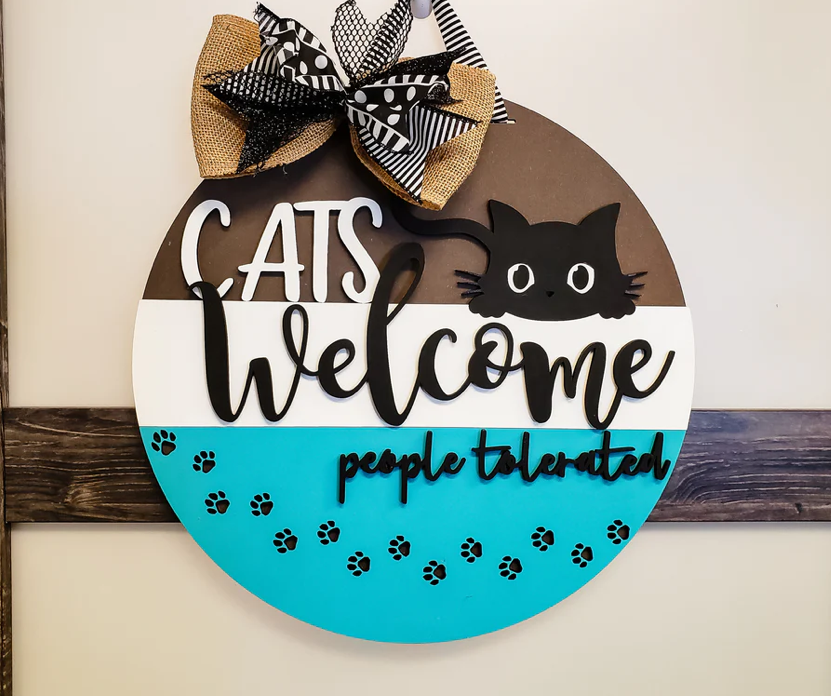 CATS WELCOME Door Hanger | UNFINISHED DOOR HANGER
