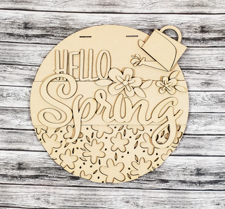 DIY HELLO SPRING Door Hanger | UNFINISHED DOOR HANGER
