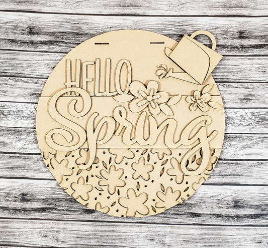 HELLO SPRING Door Hanger | UNFINISHED DOOR HANGER