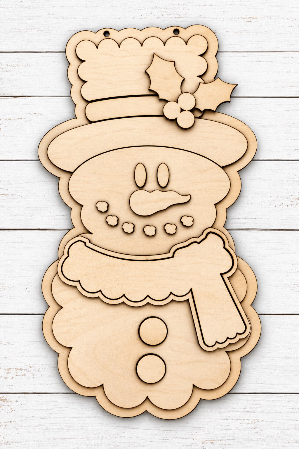 Snowman Scalloped Door Hanger Christmas UNFINISHED