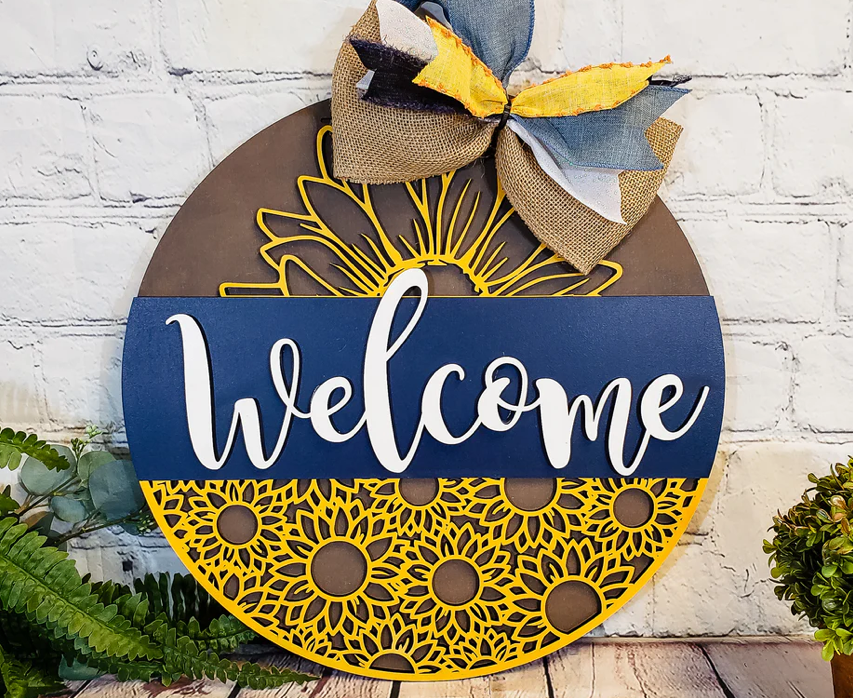 SUNFLOWER Door Hanger | UNFINISHED DOOR HANGER
