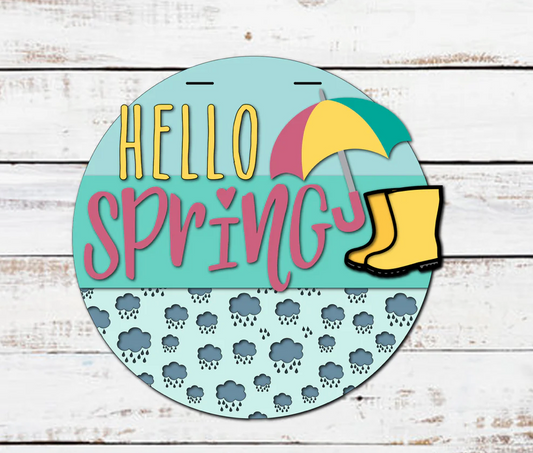 HELLO SPRING Door Hanger | UNFINISHED DOOR HANGER