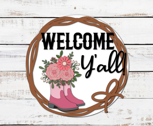 WELCOME YALL Door Hanger | UNFINISHED DOOR HANGER