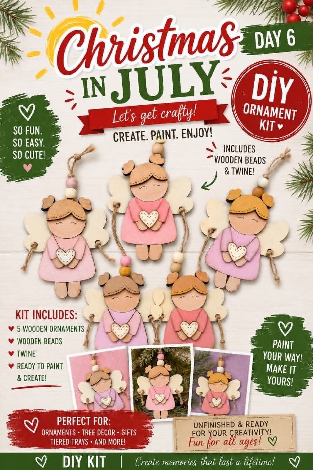 DIY Day 6 Christmas Birthstone Angels Unfinished