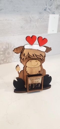 Highland Cow Interchange, DIY or Finished Highland Cow, Seasonal Cow Decor, Interchangeable Shelf Sitter, Highland Cow Shelf Decoration