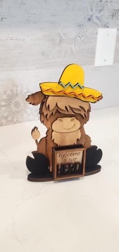 Highland Cow Interchange, DIY or Finished Highland Cow, Seasonal Cow Decor, Interchangeable Shelf Sitter, Highland Cow Shelf Decoration