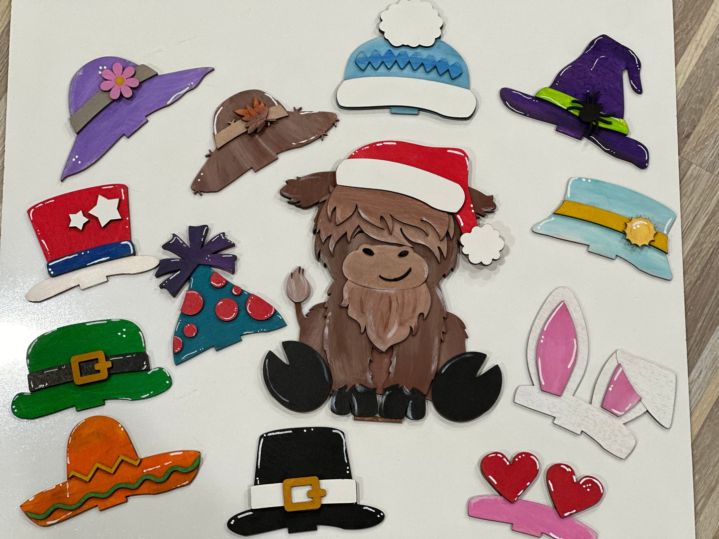 Highland Cow Interchange, DIY or Finished Highland Cow, Seasonal Cow Decor, Interchangeable Shelf Sitter, Highland Cow Shelf Decoration