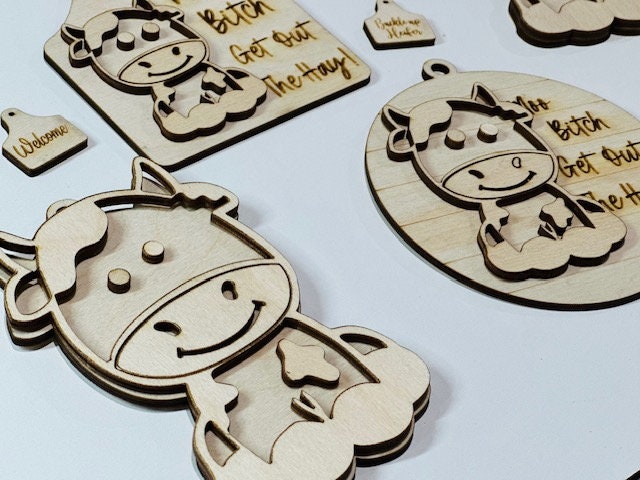 DIY Unfinished Cow Sassy Car Charms /Cow Charms/ Hay Cow Car Charm /Ornaments/ Farm Cow /Funny Cow