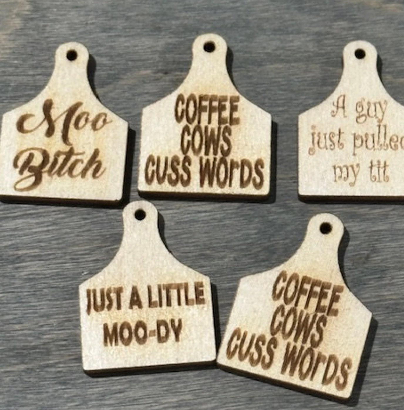 25 pcs, Snarky Small Cow Tags, DIY Cow Tag Embellishments, Car Charm Accents, Cow Tag Ornaments