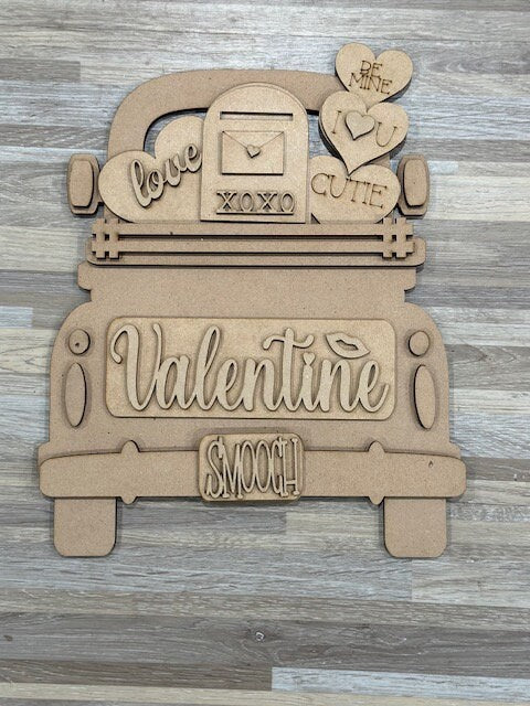 Valentines Interchangeable Farmhouse Truck Insert, Seasonal Truck, DIY Truck Kit, Interchangeable DIY Kit, Unfinished KIT, Valentine