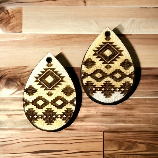Aztec #2 Earring DIY Unfinished / Unfinished /Wooden Earrings / Unfinished / DIY / Blank Charm / DIY Aztec Dangle #2 / Earrings / Wood cut