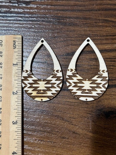 Tribal Hoops Earring DIY, Unfinished Wooden Earrings, DIY Tribal Jewelry, Wood Cut Earring Blank, Handmade Craft Supplies, DIY Earrings Kit