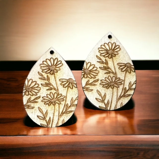 DIY Wooden Wildflower Earrings, Blank Floral Jewelry Craft