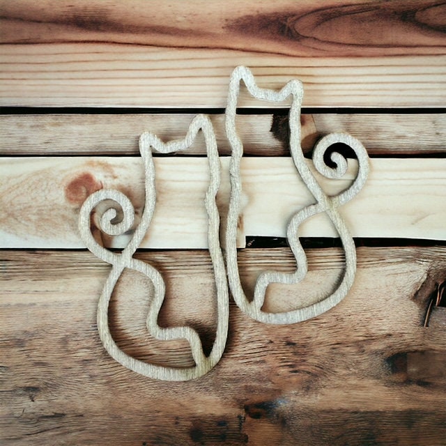 Dog, Cat Earring DIY, Unfinished Wooden Earrings, Animal Wood Cut Designs, DIY Animal Earrings, Craft Blanks, Dog, Cat Wood Earrings