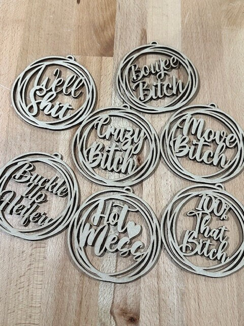 Sassy DIY Wooden Car Charms, Unfinished Custom Charm, Blank Wood Charms, Crafting, DIY Car Accessories, Sassy Car Décor, Custom Design Ready