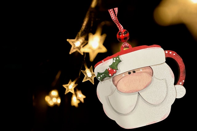Santa Mug Ornament, 3D Santa Christmas Ornaments, Custom Santa Decorations, Festive Santa Ornaments, Personalized Holiday Mug Ornament