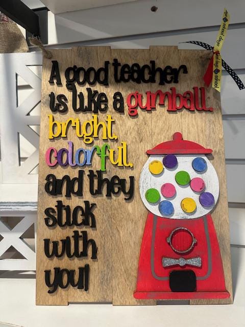 Teacher Classroom, Teacher Classroom Gumball Sign, Teacher Door Hanger, Teacher Plaque, Teacher, Daycare worker Gift, Christmas Gift, Gift