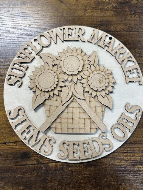 Sunflower Market, DIY, door hanger, sunflower-themed, seasonal, sunflower, door hanger, paint craft project, home decor