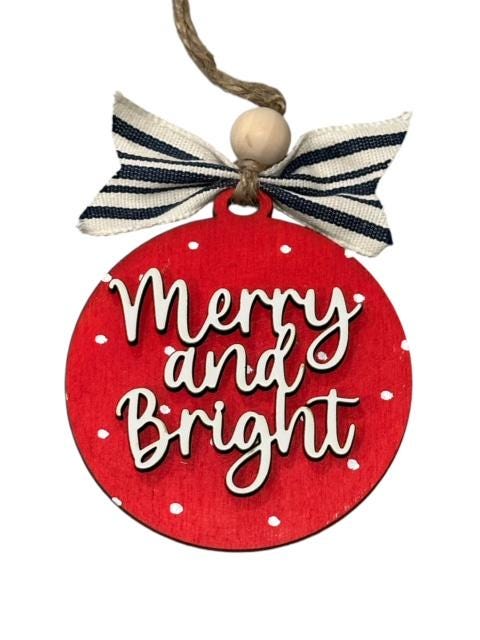 Set of 10 Merry Christmas Ornaments, Wooden Christmas Ornaments, Snowman Reindeer Gingerbread, DIY or Finished, Holiday Tree Decorations