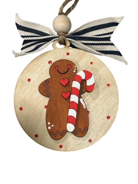 Set of 10 Merry Christmas Ornaments, Wooden Christmas Ornaments, Snowman Reindeer Gingerbread, DIY or Finished, Holiday Tree Decorations