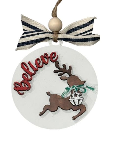 Set of 10 Merry Christmas Ornaments, Wooden Christmas Ornaments, Snowman Reindeer Gingerbread, DIY or Finished, Holiday Tree Decorations