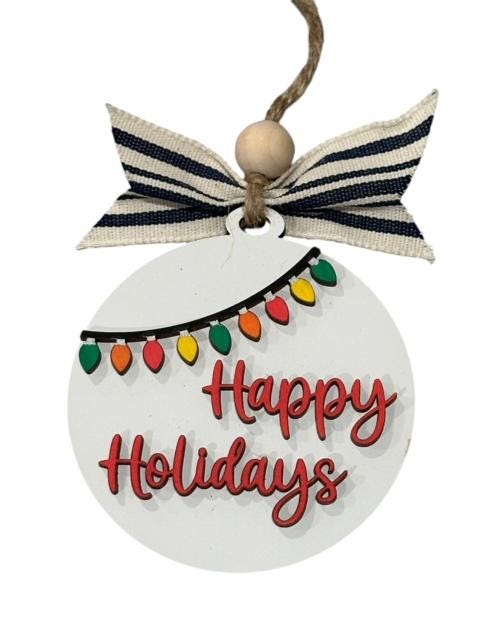 Set of 10 Merry Christmas Ornaments, Wooden Christmas Ornaments, Snowman Reindeer Gingerbread, DIY or Finished, Holiday Tree Decorations