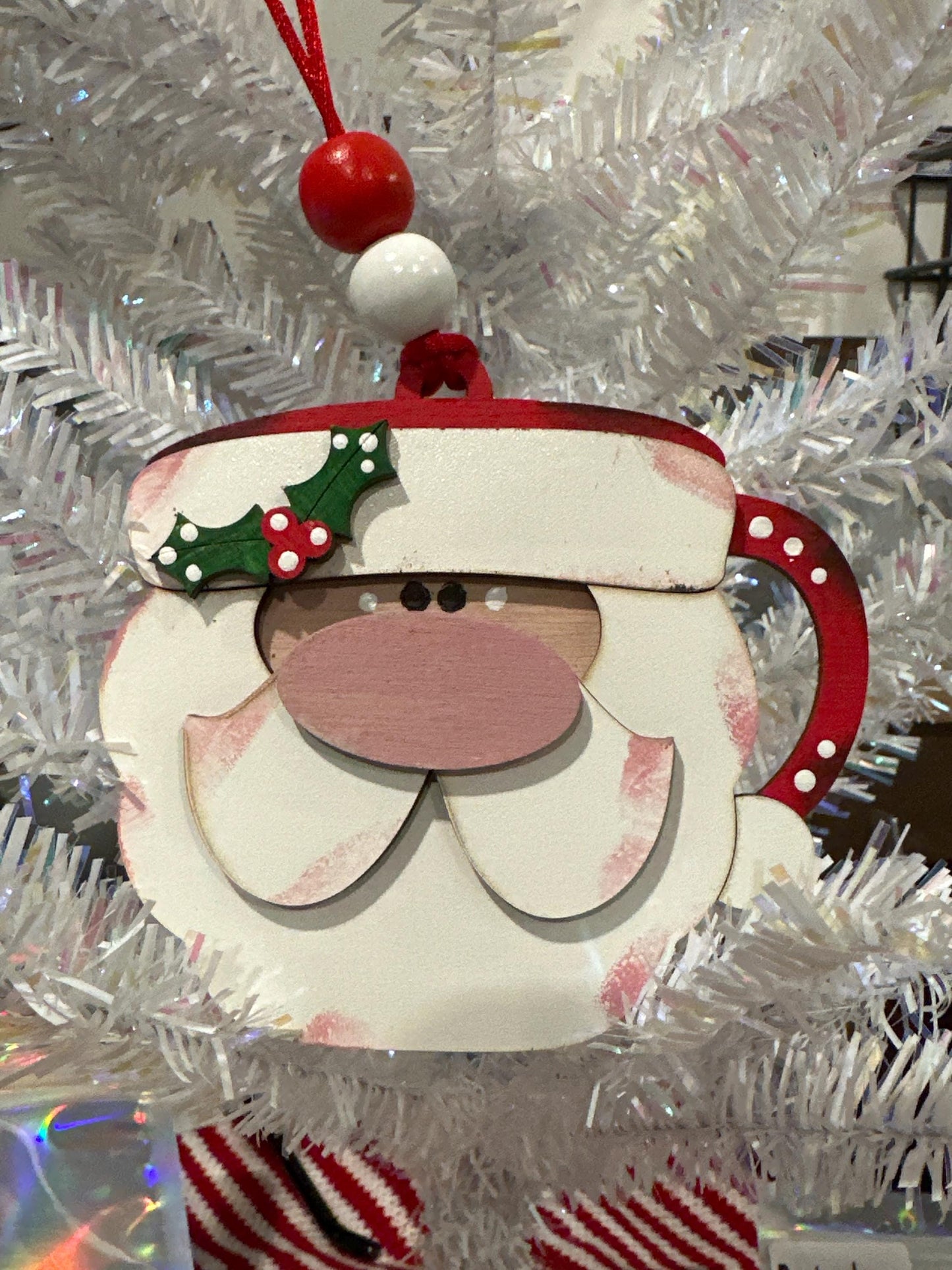 Santa Mug Ornament, 3D Santa Christmas Ornaments, Custom Santa Decorations, Festive Santa Ornaments, Personalized Holiday Mug Ornament