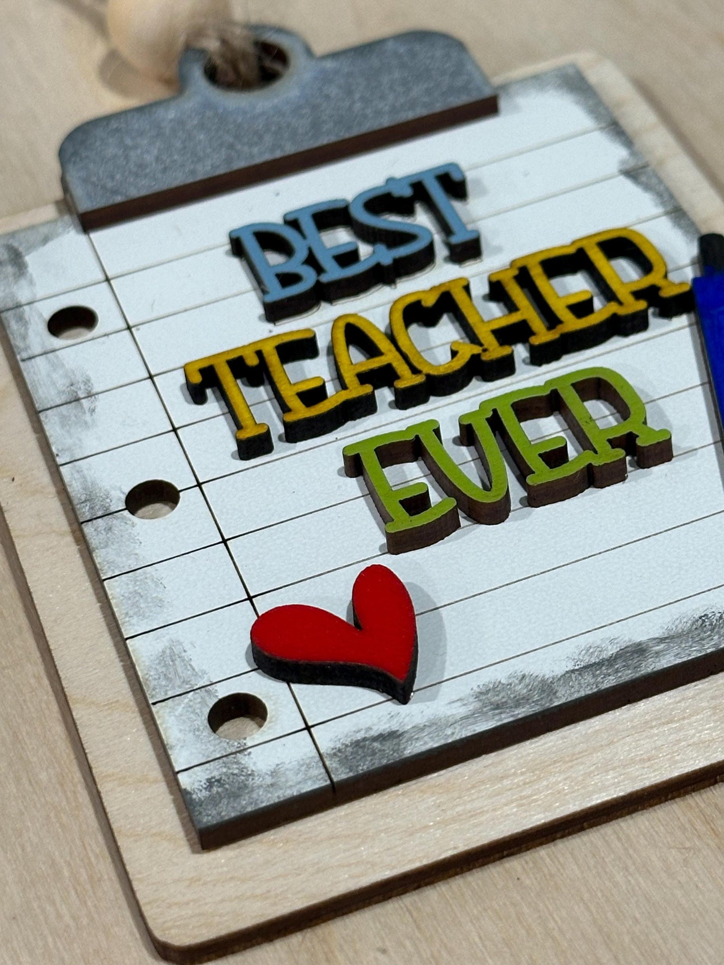 Best Teacher Ever Ornament, Notepad Teacher Ornament, 3D Ornament, Teacher ornament, Holiday Ornament, Teacher appreciation, Teacher Gift