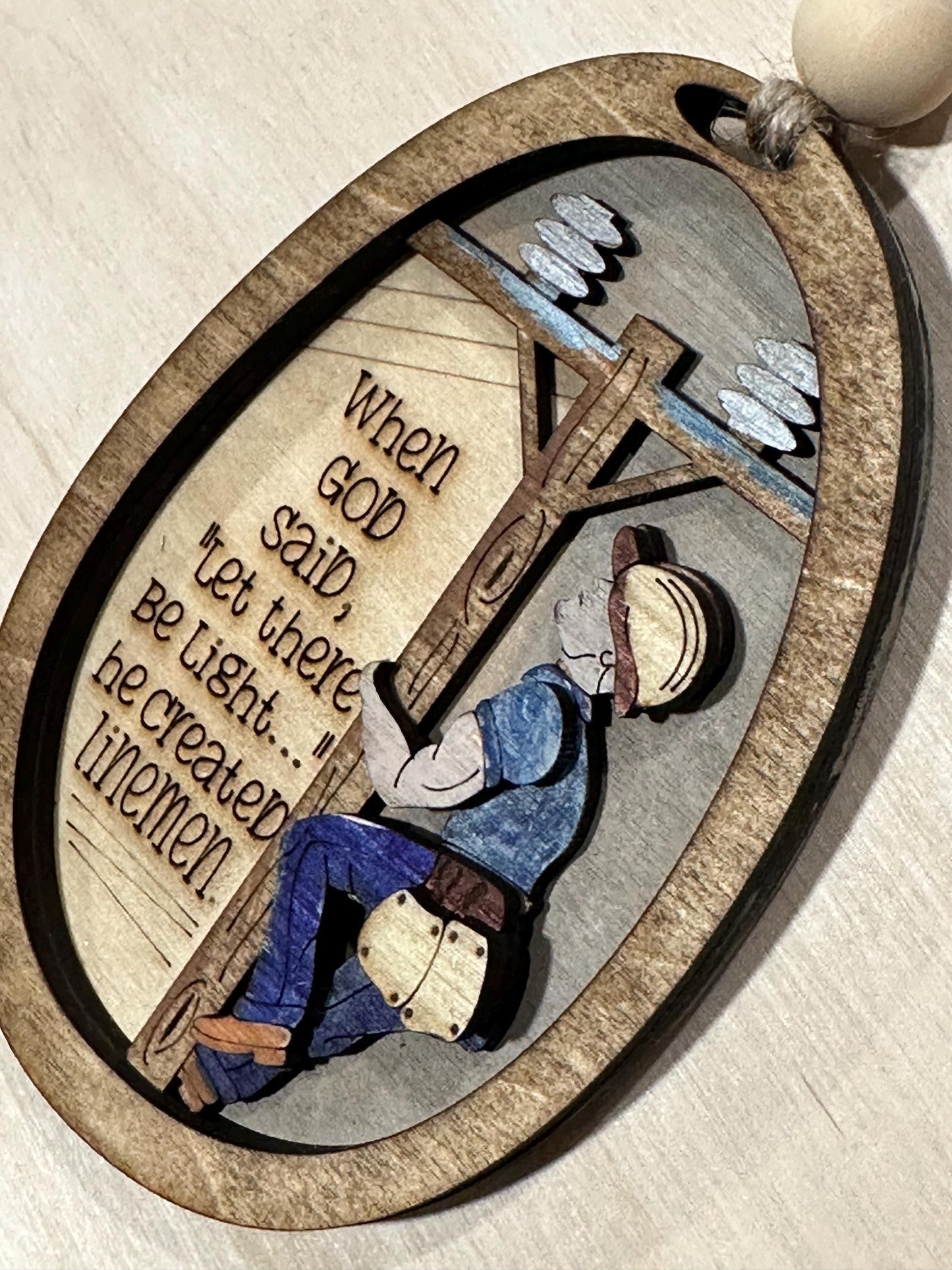 Lineman Ornament, Custom Wooden Ornaments, Lineman Union, Personalized Holiday Decor, Lineman Custom ornament, Handmade