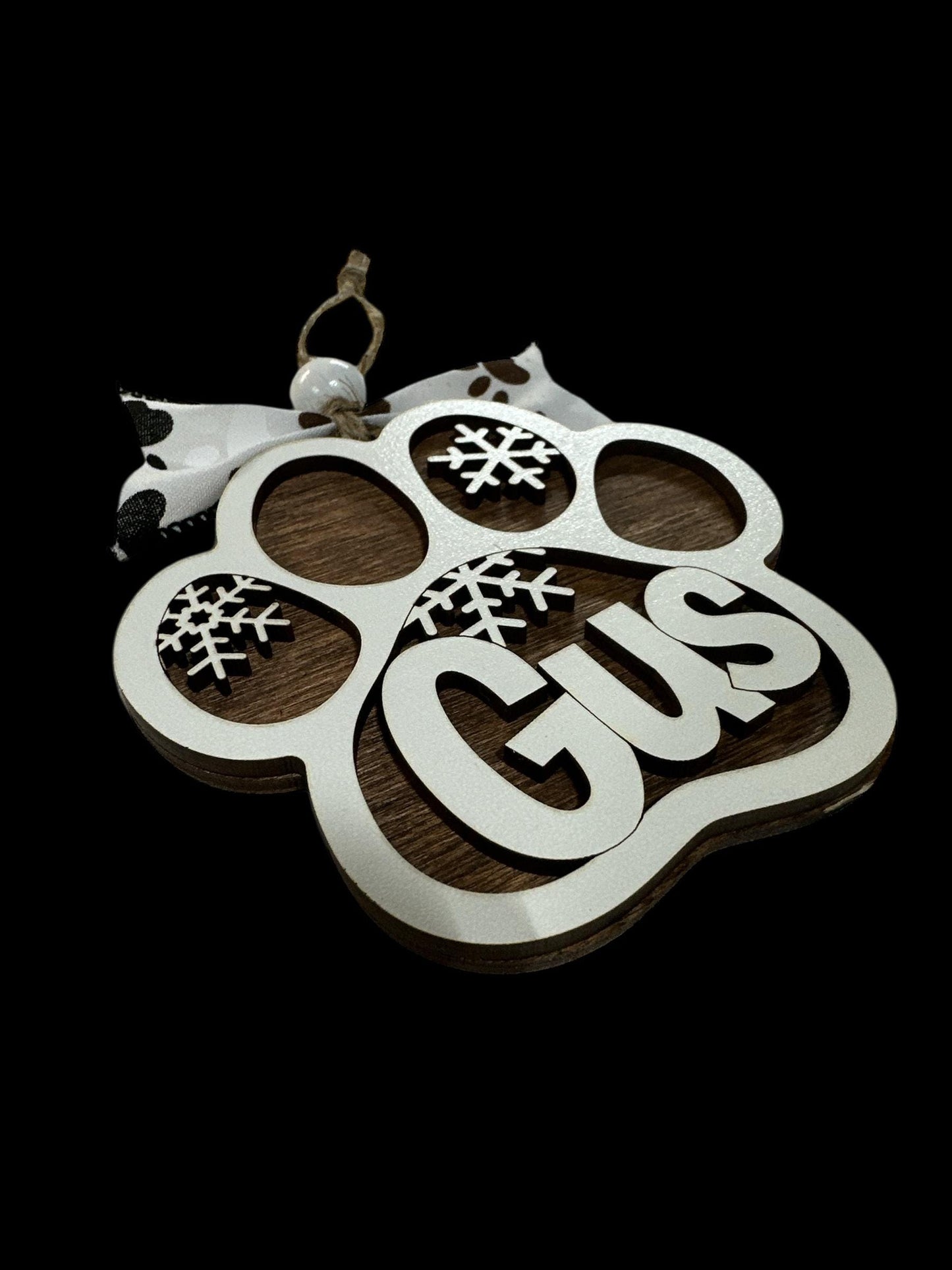 Dog Ornament, Dog Snowflakes Ornament, Personalized Snowflake, Dog Paw Laser Cut, Christmas Ornament, White Snowflake
