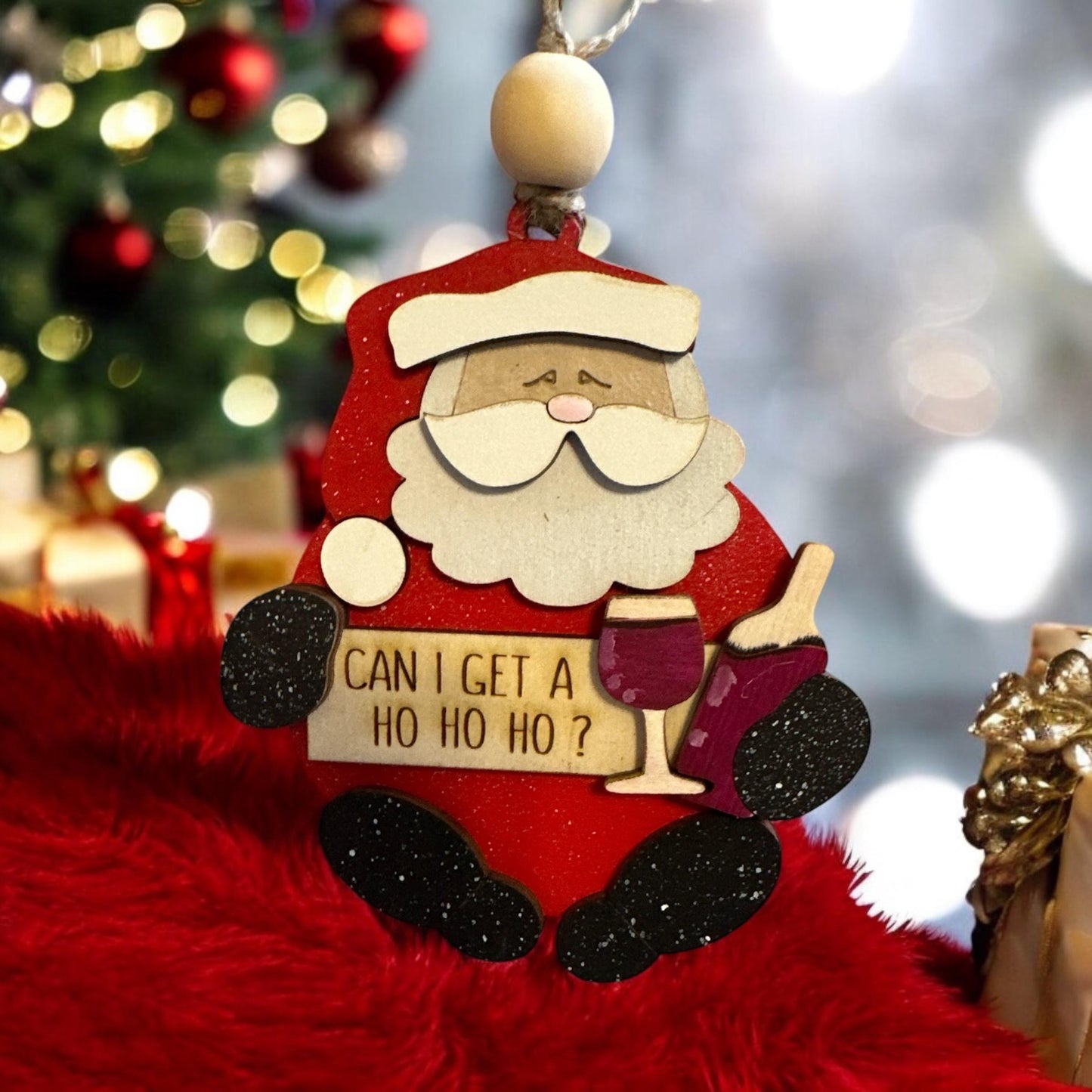 Santa and Wine, Wine Ornaments, Wine Christmas Ornaments, 3D Santa Ornaments, Gift Exchange, Wine Ornament, Girls Gifts