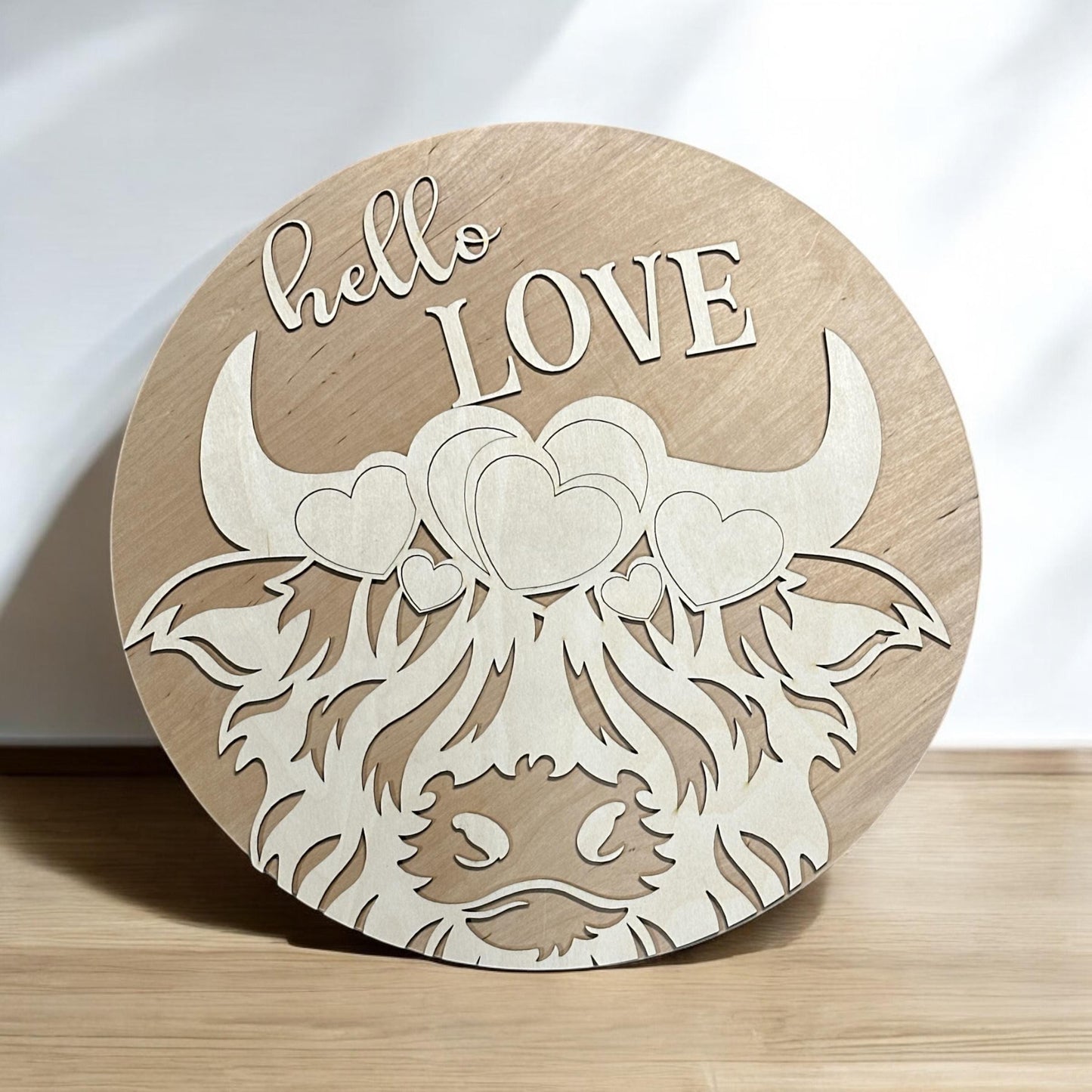 Highland Cow Valentine, Doorhanger, Highland Cow Hearts, Highland Cow Love, Holiday, Valentines, Cow Sign, DIY, Finished, Unfinished