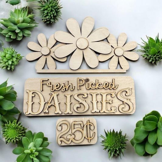 Daisies Interchangeable Insert, Interchangeable Insert, Home Decor, Flower Picket Insert, Love me Love me not Insert, Flowers, Interchange