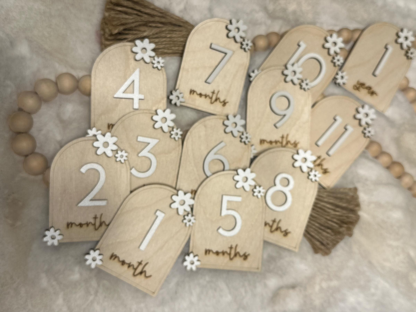 Daisy Milestones, Baby Milestones, Monthly Photo Tags, Baby Month Markers, Daisy Nursery Decor, Custom, Gift, Baby Shower, Daisy Baby Tags