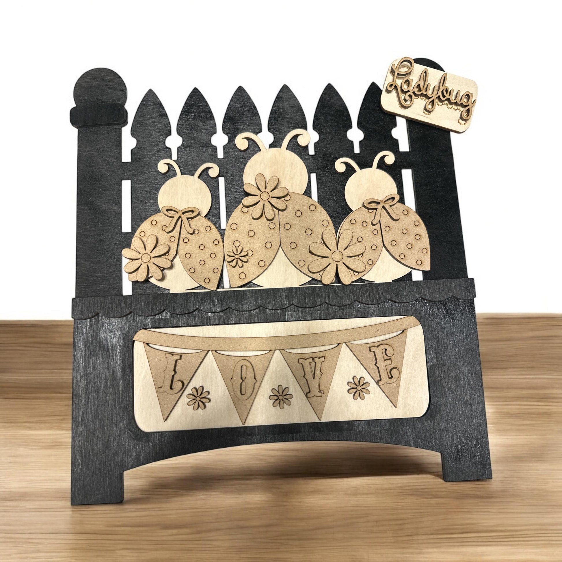 Finished Interchangeable Picket Fence, Interchangeable Garden Fence, Interchangeable Standing Fence Sign, Seasonal Display, Stand Only