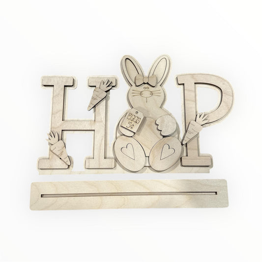 Hop Easter Shelf Sitter, Easter Bunny, Easter, Easter Home Decor, Decorations, Spring Decor Easter, DIY, Finished Easter, Bunny