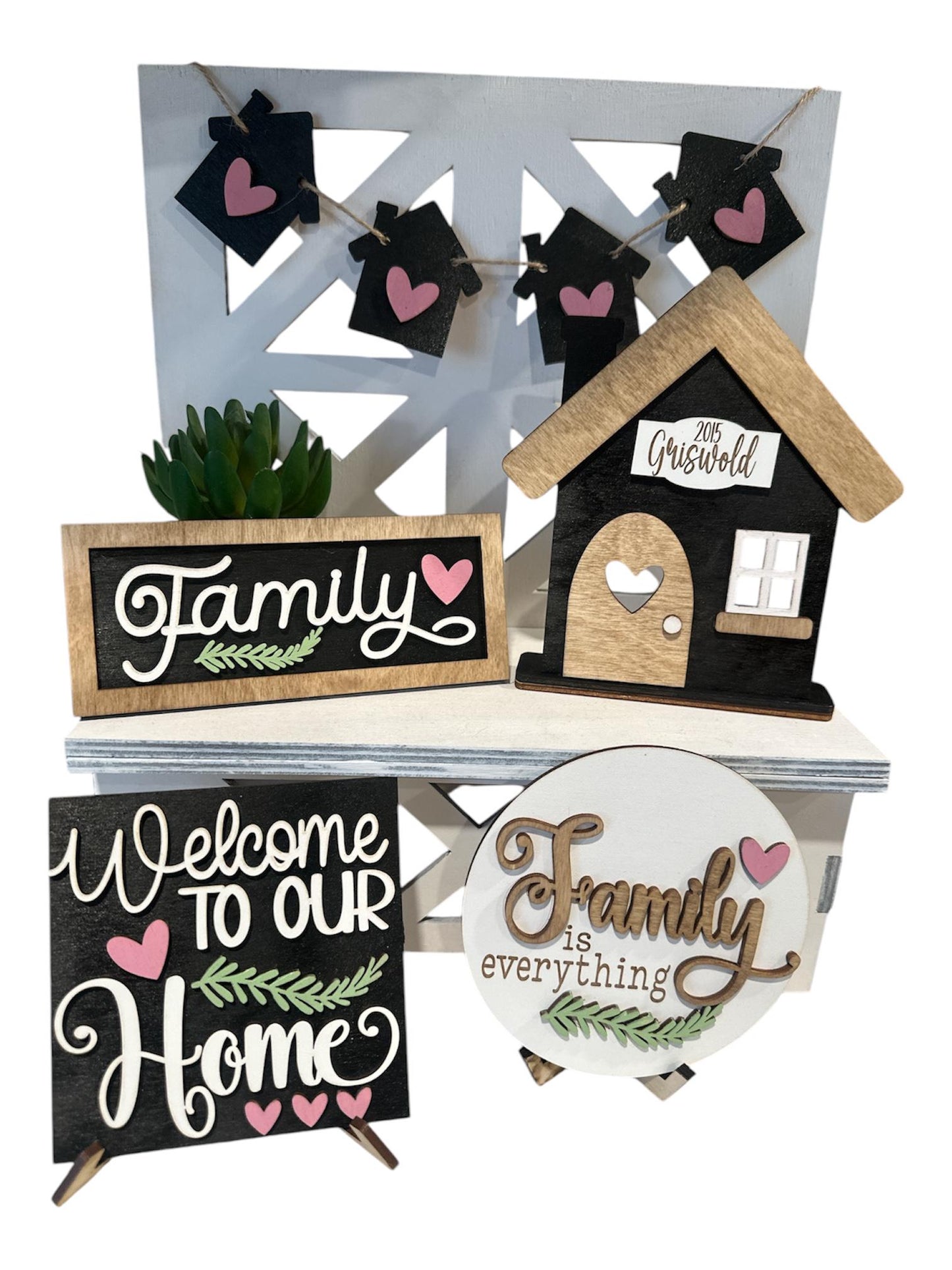 Welcome to our Home, Family Decor Tier Tray, Bench with signs, Family Tier Tray, Personalized, Votive Holder, Family Decor, DIY, Finished
