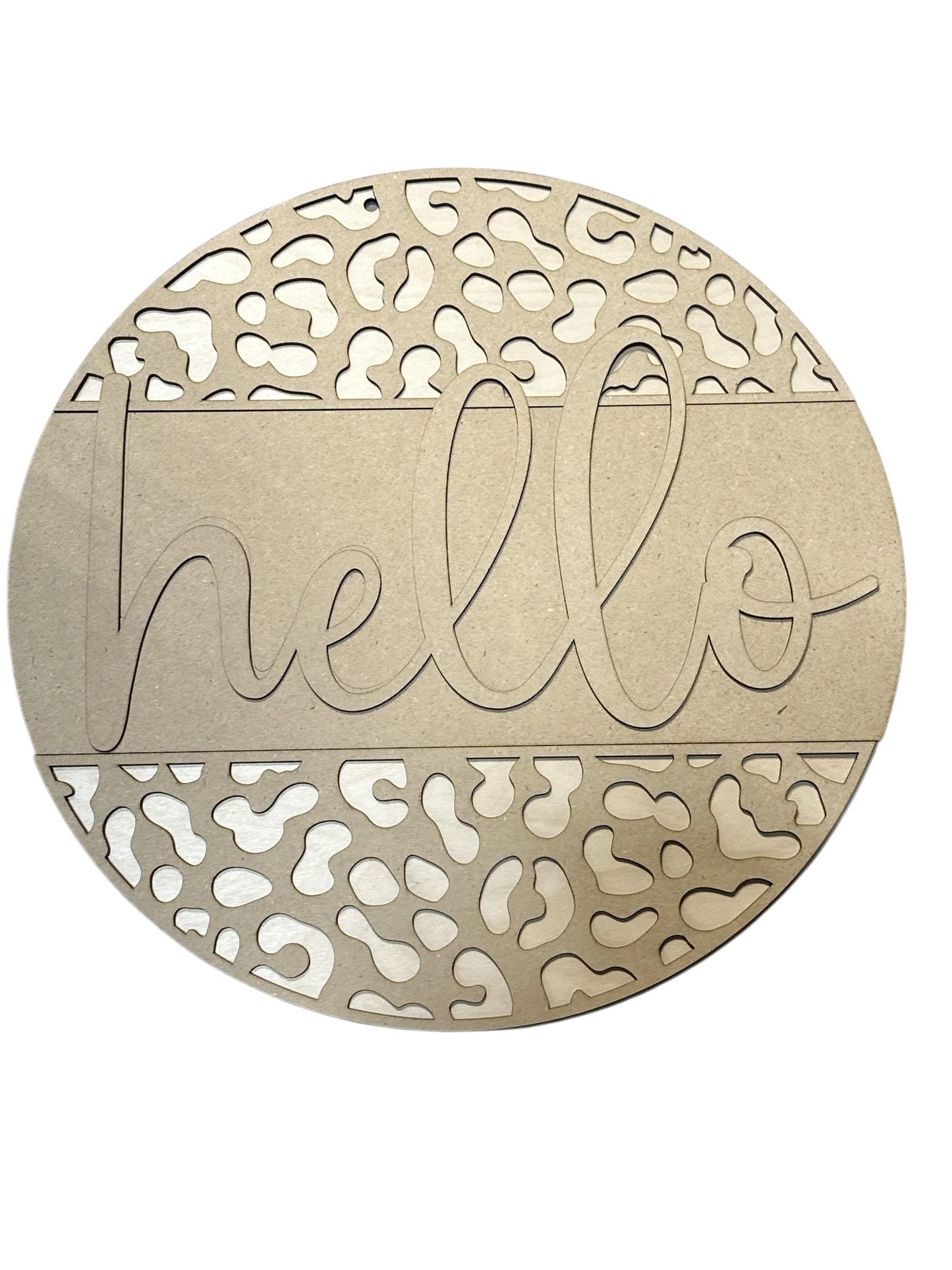 DIY Leopard Print 'Hello' Door Hanger - Unfinished Wooden Sign