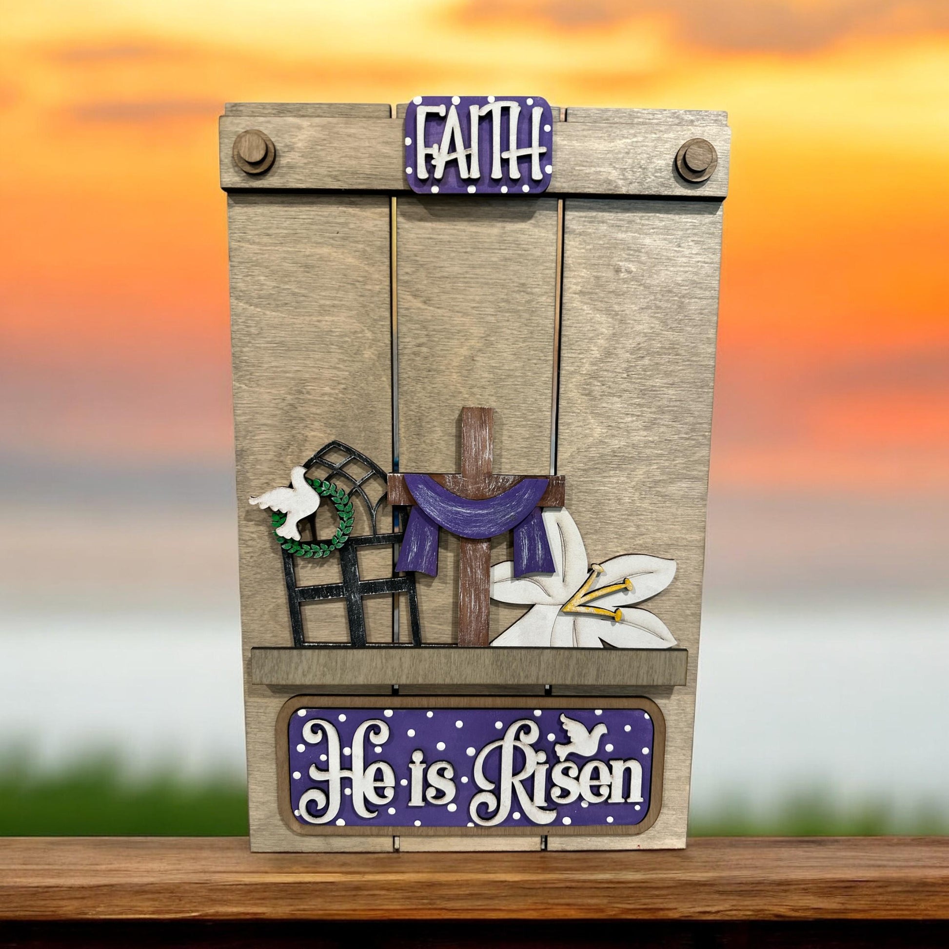 He is Risen, Easter, Spiritual, Interchangeable Insert, Seasonal Truck, Insert Picket, Easter, Interchangeable Finished, Picket Insert, Arch