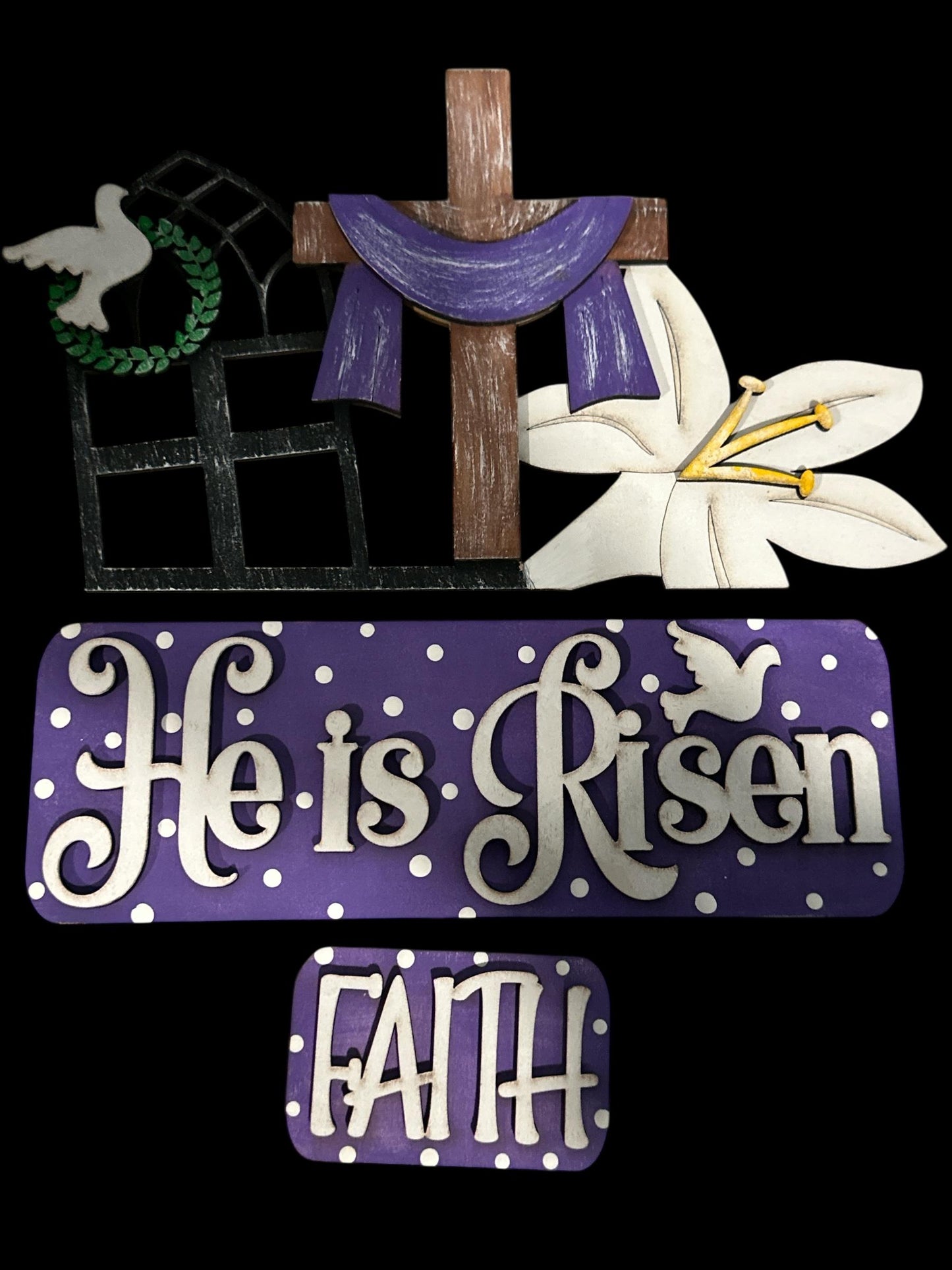 He is Risen, Easter, Spiritual, Interchangeable Insert, Seasonal Truck, Insert Picket, Easter, Interchangeable Finished, Picket Insert, Arch