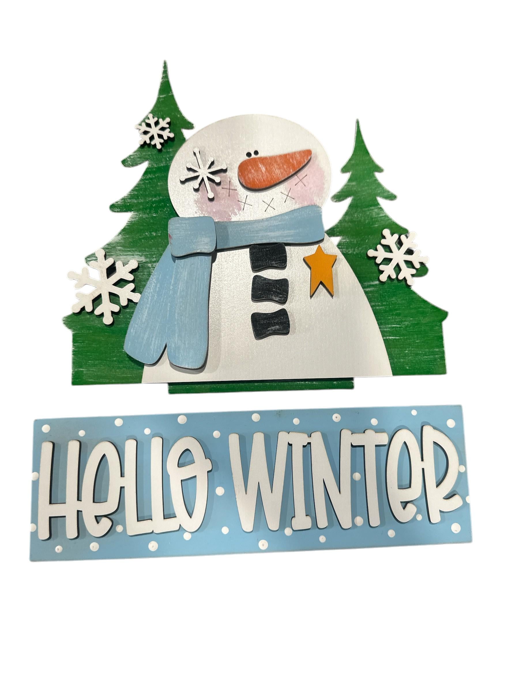 Hello Winter Window Interchangeable Insert, Insert Window, Inserts, Window Box Add-on, Window Inserts, Decor, Add on Only, Shelf Sitter