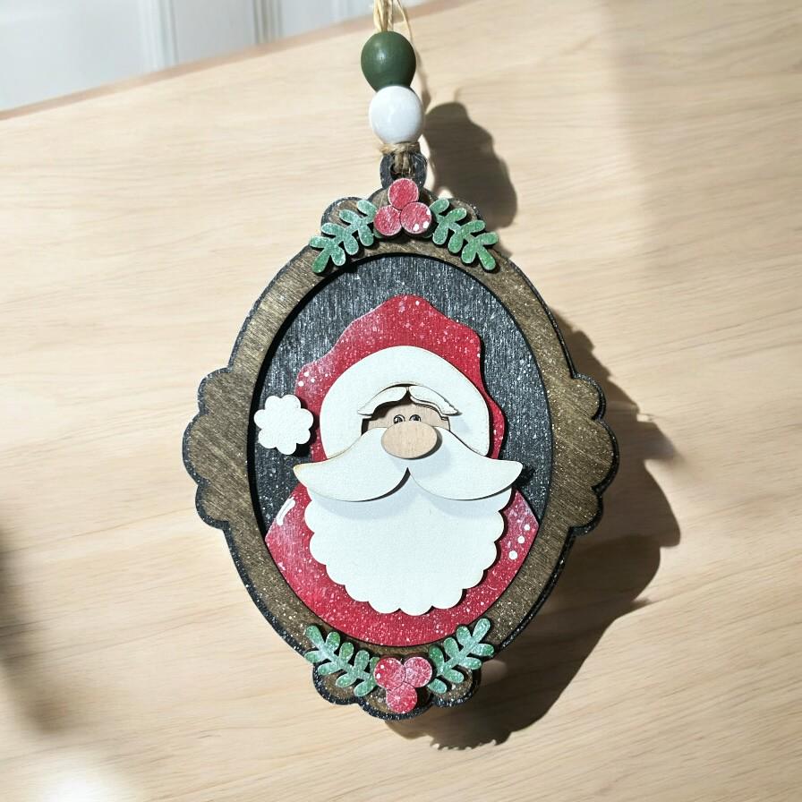 Santa Frame Ornament, Christmas Tree Decoration, Santa Ornaments, Ornament, Tree Decoration, Handmade Santa, Ornaments