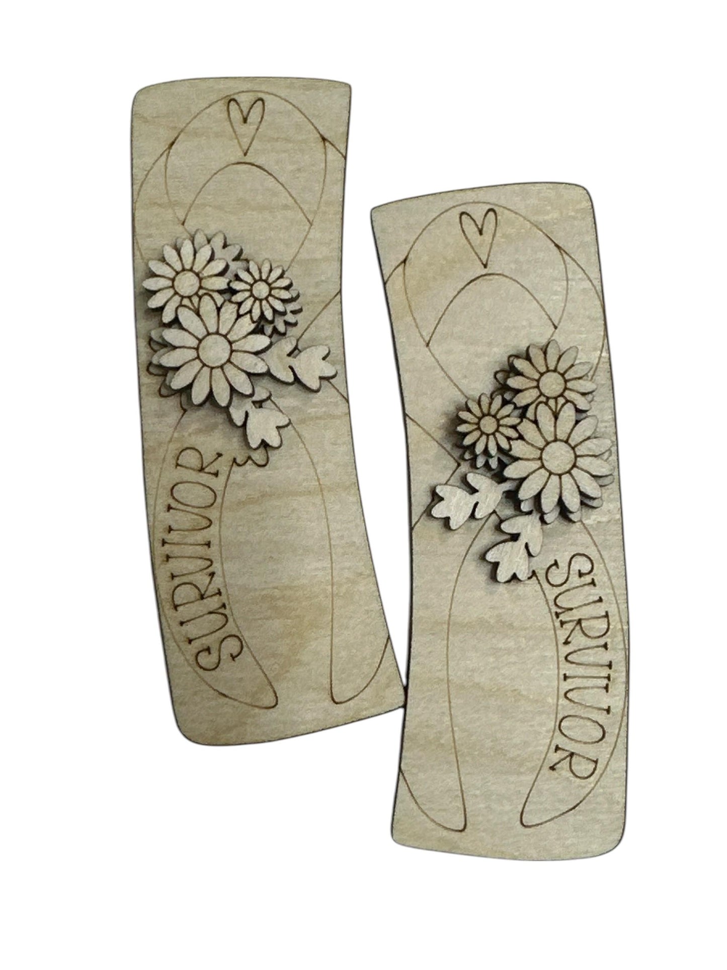 DIY cancer Wood Laser Cut Hair Clip Pieces: Breast Cancer Awareness, Unfinished Birch