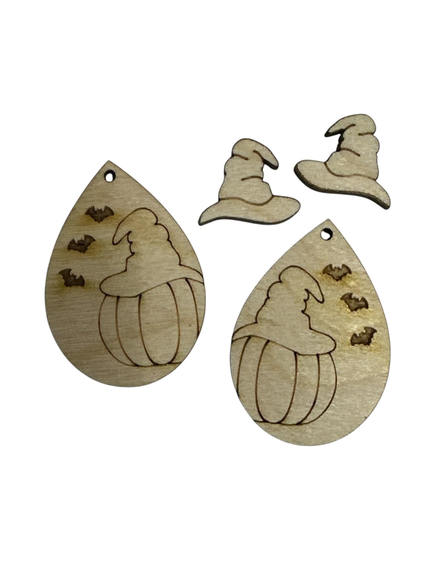 DIY Pumpkin & Bat Wood Earrings: Unfinished Birch Blanks