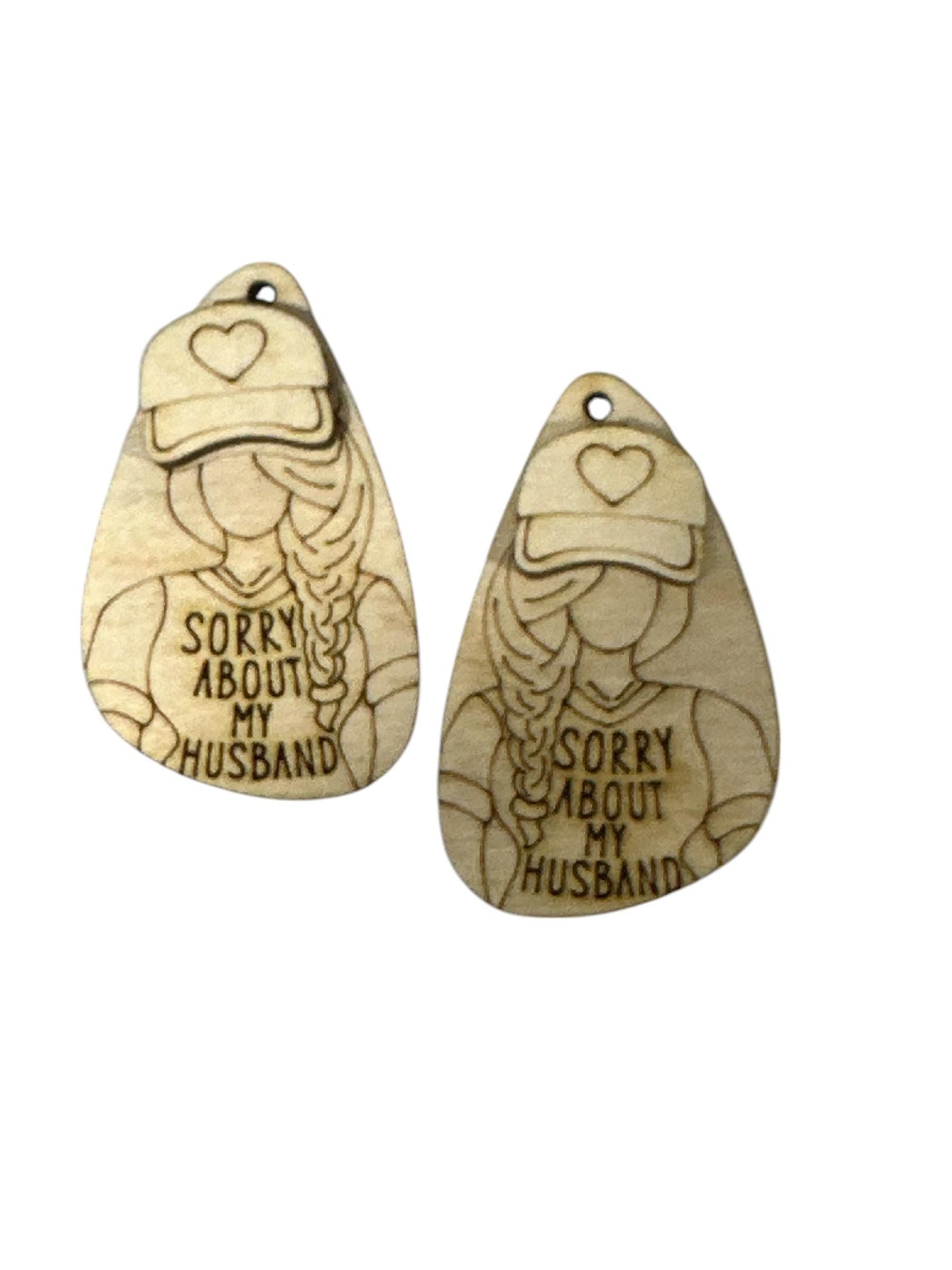 DIY Engraved Wood Earrings: "Sorry About My Husband" - Craft Night Jewelry